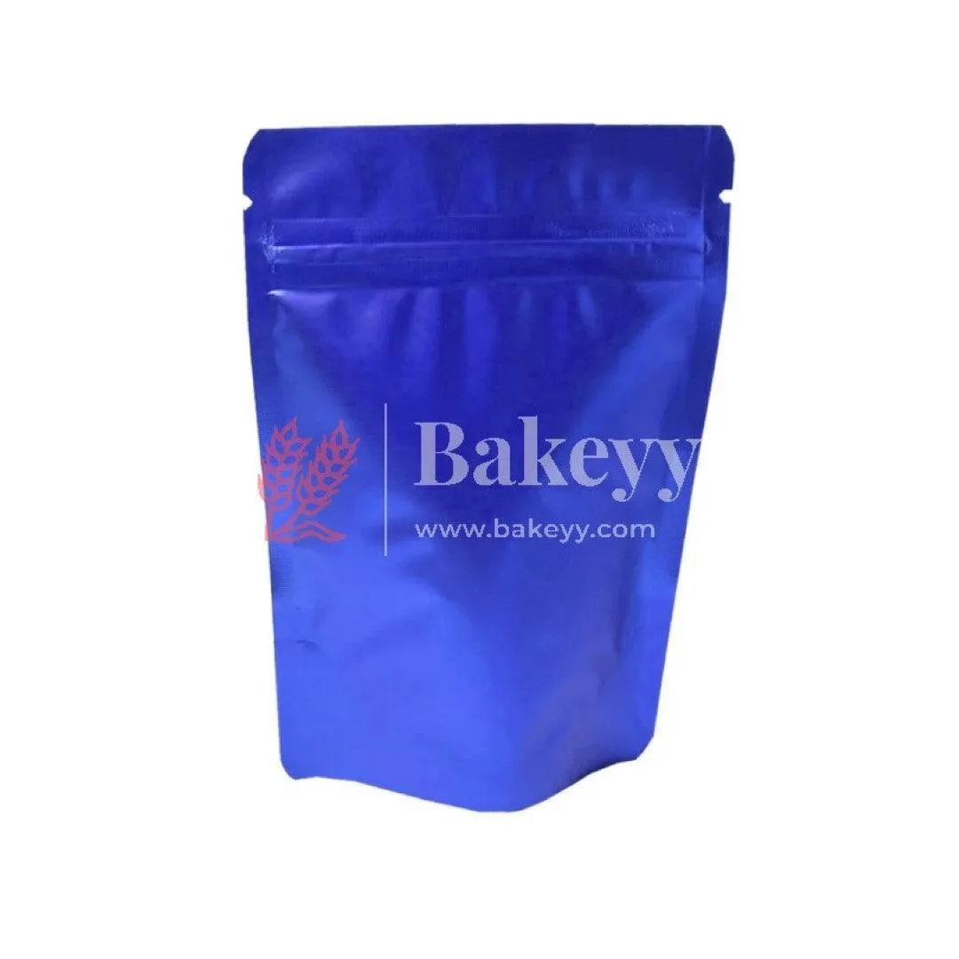 100 gm | Zip Lock Pouch | Royal Blue Color With Window | 10x17 CM | Standing Pouch | 110 GSM |