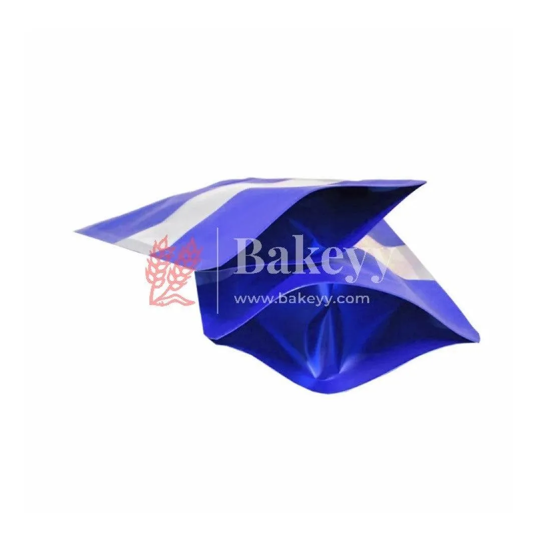 100 gm | Zip Lock Pouch | Royal Blue Color With Window | 10x17 CM | Standing Pouch | 110 GSM |