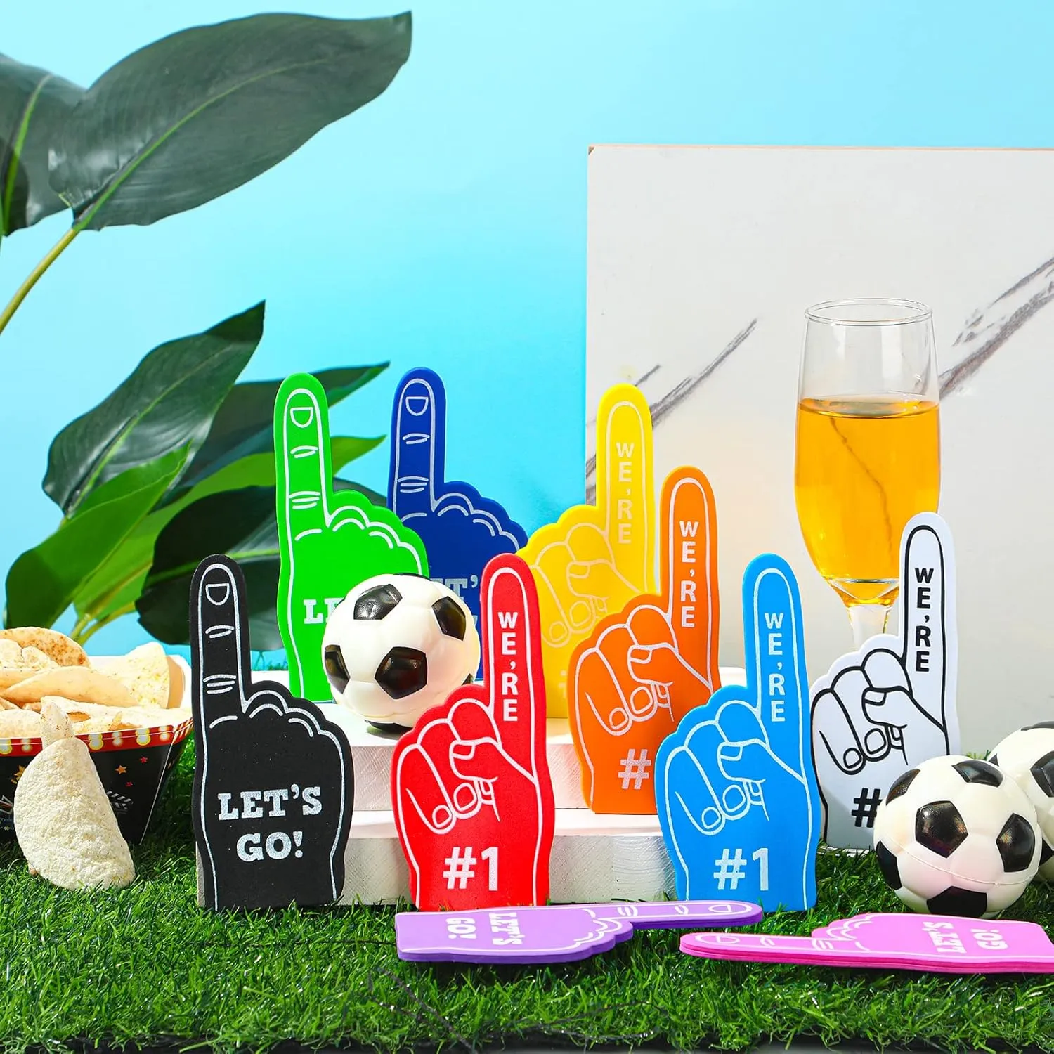 100 Pieces Mini Foam Finger Football Party Favors #1 Sports Fan Foam Finger Football Party Supply Basketball Baseball Soccer Sporting Events Supplies