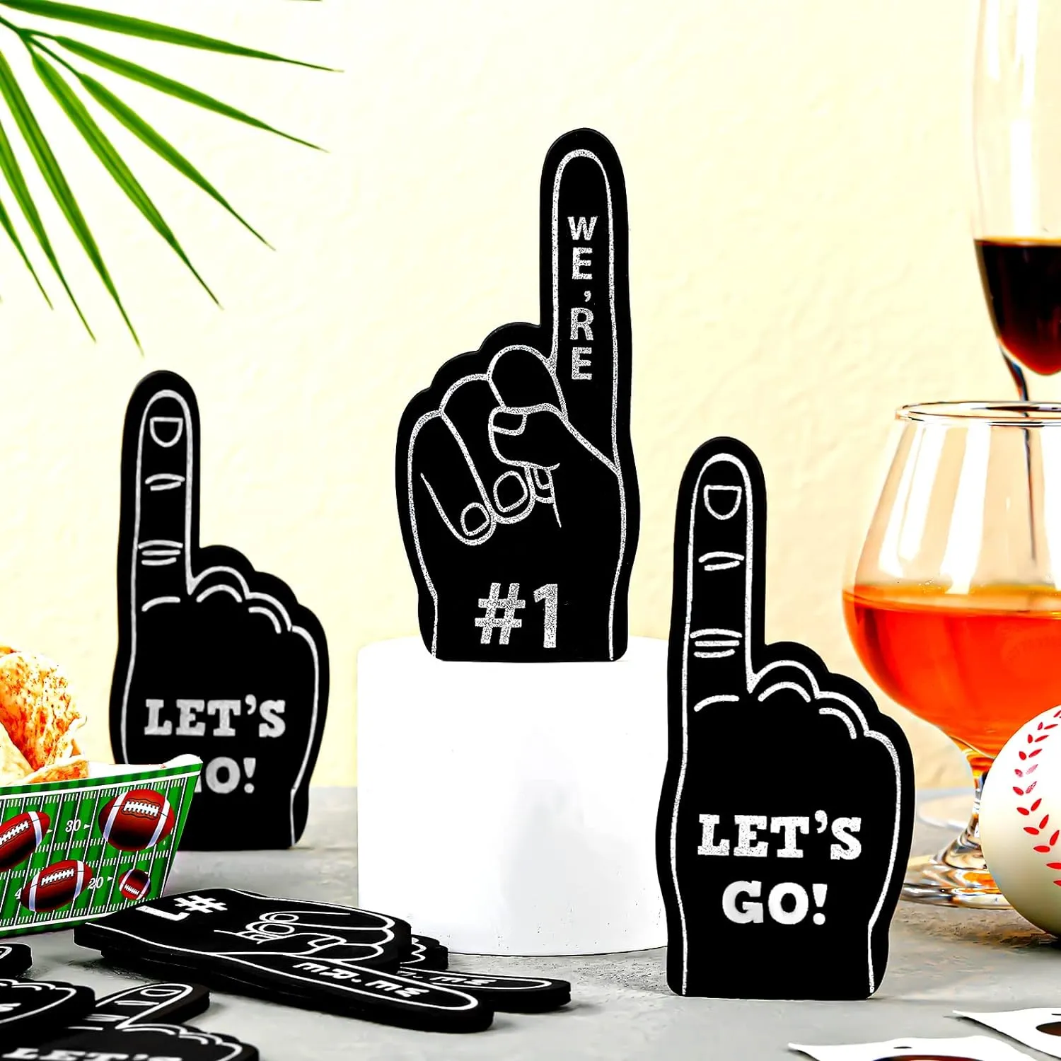 100 Pieces Mini Foam Finger Football Party Favors #1 Sports Fan Foam Finger Football Party Supply Basketball Baseball Soccer Sporting Events Supplies