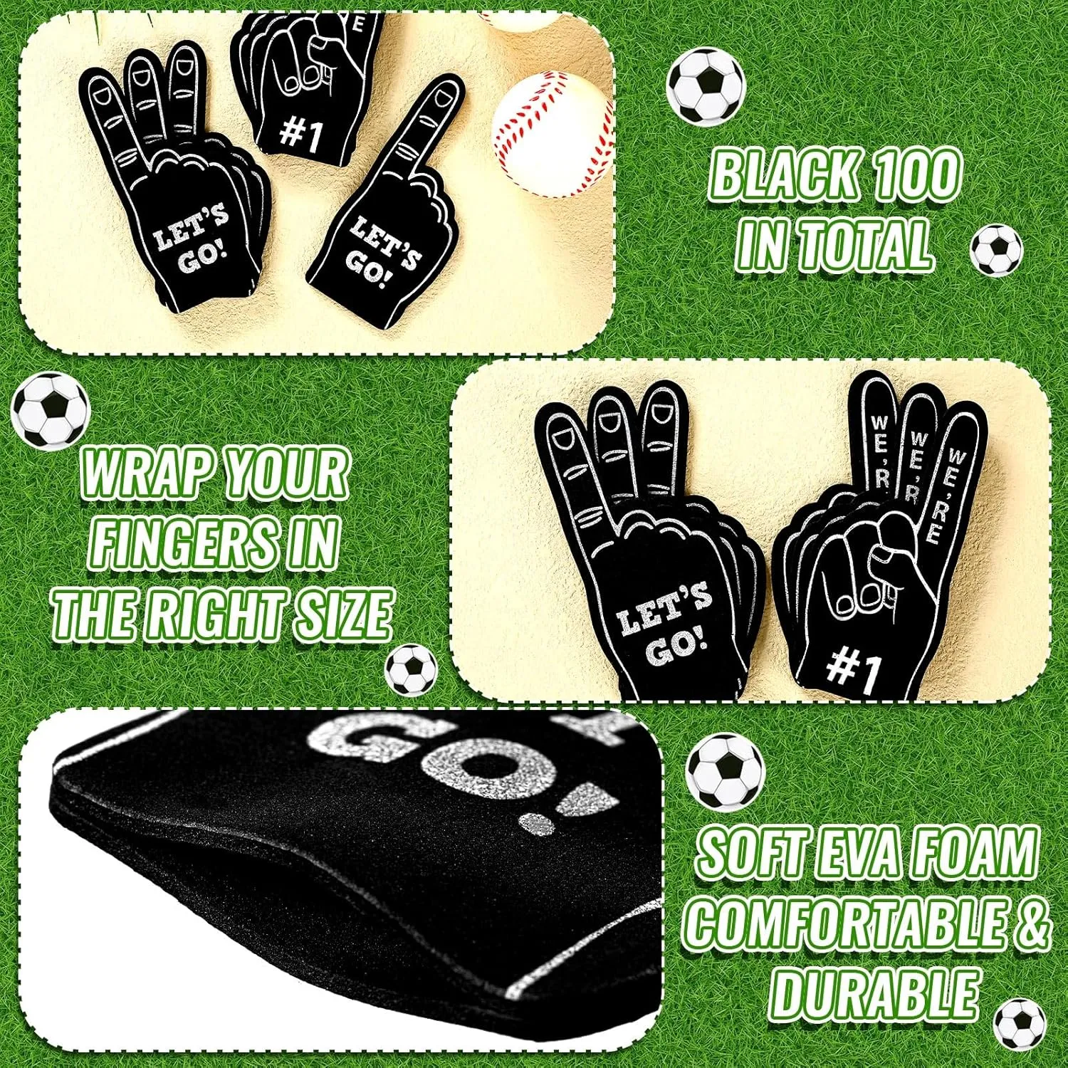 100 Pieces Mini Foam Finger Football Party Favors #1 Sports Fan Foam Finger Football Party Supply Basketball Baseball Soccer Sporting Events Supplies
