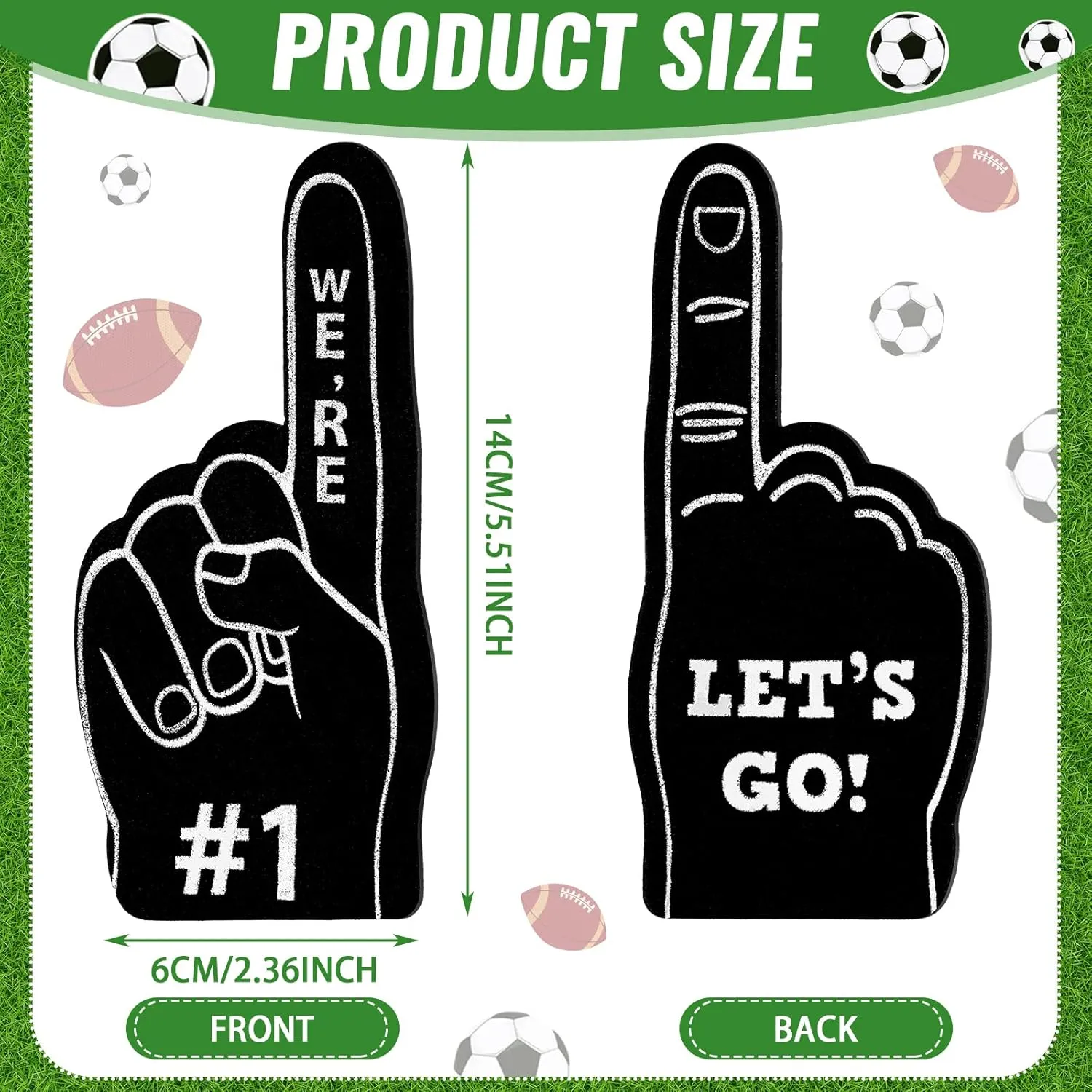 100 Pieces Mini Foam Finger Football Party Favors #1 Sports Fan Foam Finger Football Party Supply Basketball Baseball Soccer Sporting Events Supplies