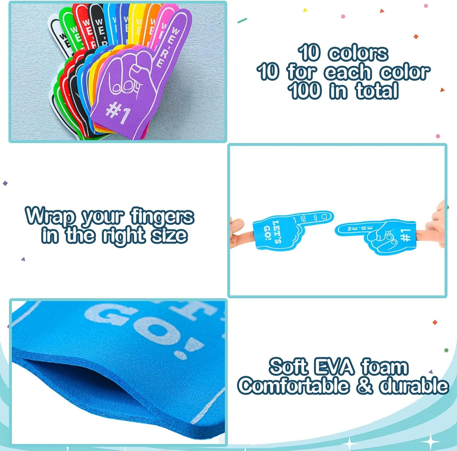100 Pieces Mini Foam Finger Football Party Favors #1 Sports Fan Foam Finger Football Party Supply Basketball Baseball Soccer Sporting Events Supplies