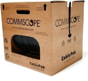 1000ft BLACK MADE IN USA COMMSCOPE F677TSVV TRI-SHIELD RG6 COAXIAL 18AWG 75 OHM SOLID CENTER CONDUCTOR FLAME RETARDANT PVC UL ETL CM CATV RATED INDOOR AUDIO/VIDEO TELECOMMUNICATION BULK COAX CABLE