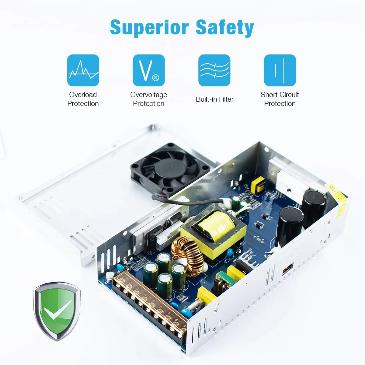 12V 50A 600W Universal Power Supply AC 110V/220V to DC 12V Regulated Switching Power Adapter Transformer LED Driver for LED Strip, CCTV Camera System