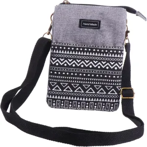 1Pc Stylish Crossbody Cotton Phone Bag Portable Multi Purse for Men Women Durable Washable Mobile Storage Pouch present for Friends