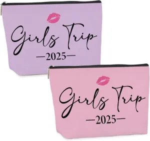 2 PCS Girls Trip Gifts girls trip gifts favors Girls Trip Makeup Bag Girls Girls Weekend Gifts Ideas for Women Cosmetic Bag Weekender Bag for Women Easter, Mother's Day, Nurses' Day, Holiday Vacation