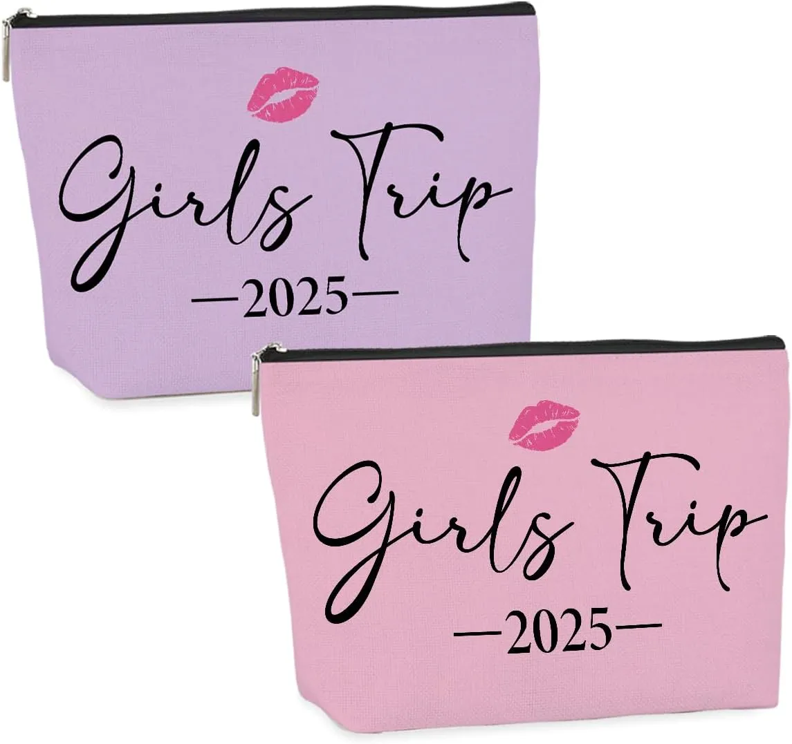 2 PCS Girls Trip Gifts girls trip gifts favors Girls Trip Makeup Bag Girls Girls Weekend Gifts Ideas for Women Cosmetic Bag Weekender Bag for Women Easter, Mother's Day, Nurses' Day, Holiday Vacation