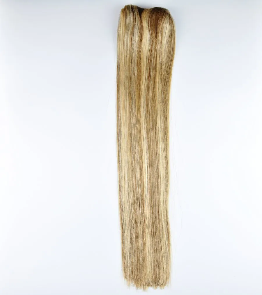20”-22" Remy Human Hair Clip in Extensions Thick to Ends Brown Blonde Highlights (#12/613) 10 Pieces Full Head Luxury Set [Set Weight:5.7oz/160grams] …