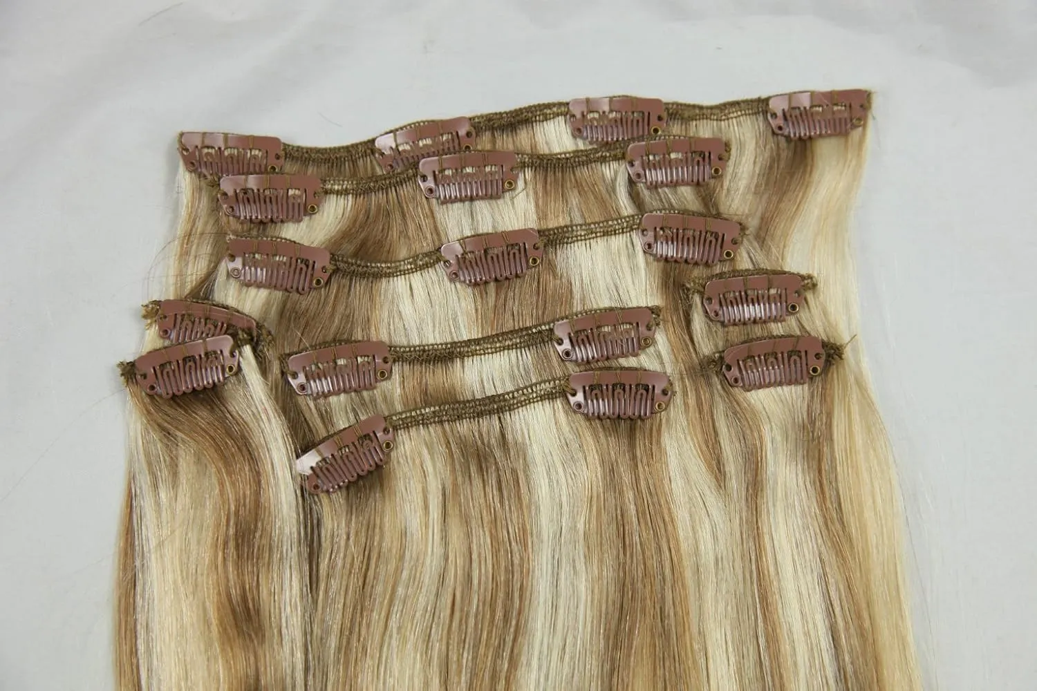 20”-22" Remy Human Hair Clip in Extensions Thick to Ends Brown Blonde Highlights (#12/613) 10 Pieces Full Head Luxury Set [Set Weight:5.7oz/160grams] …
