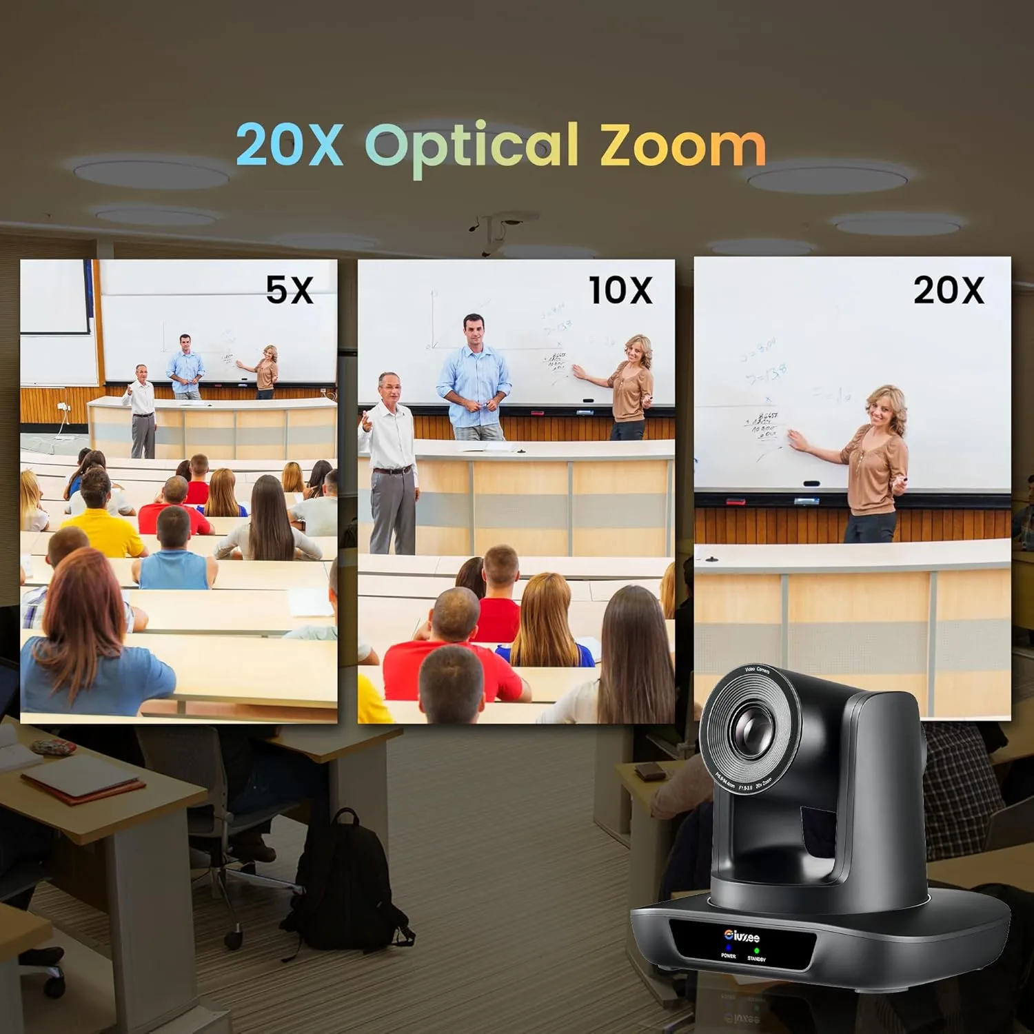 20X Optical Zoom Conference Room Camera USB3.0 HDMI PTZ Camera 1080P 60FPS Wide Angle for Video Conference Church Live Streaming Meeting Education Works with Zoom Webex OBS YouTube