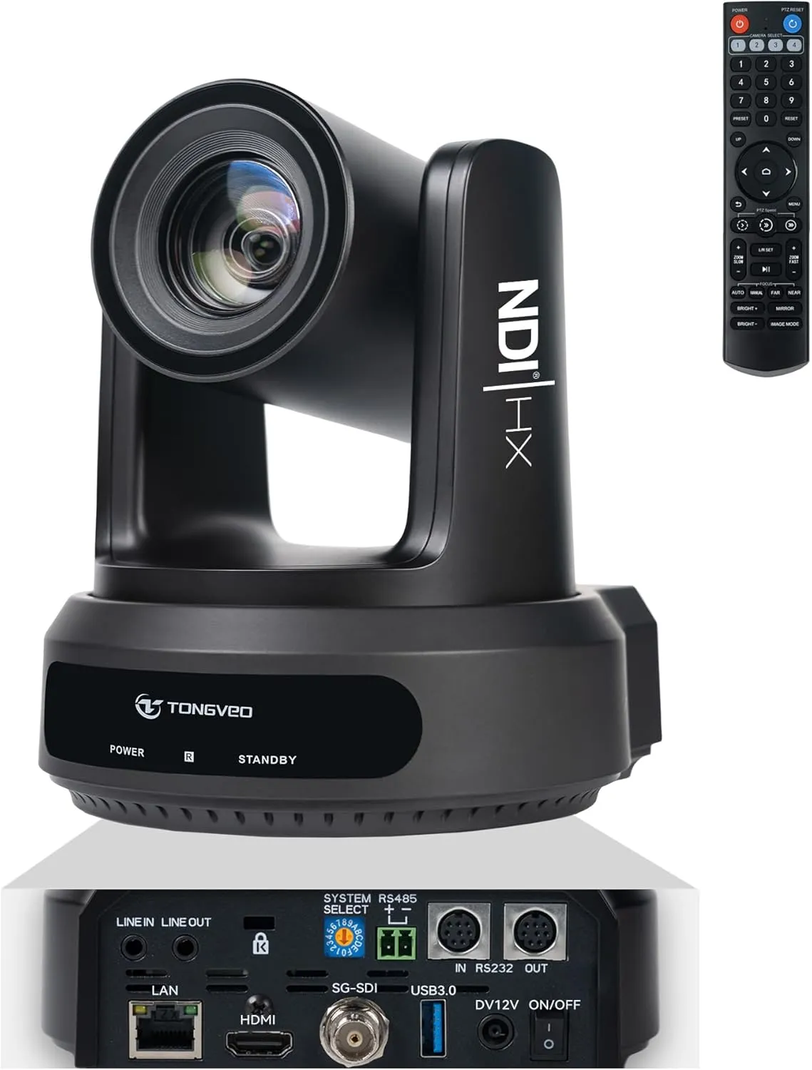 20X Optical Zoom NDI AI Auto Tracking PTZ Camera, HDMI/SDI/USB3.0 Live Streaming Camera with NDI, Ideal for Church Worship, Events, Weddings, and Video Production