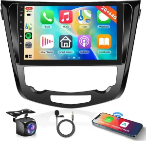 2G 64G Car Radio Stereo for Nissan Rogue/Rogue Sport 2014-2018, Wireless CarPlay/Android Auto 9 Inch HD Touch Screen Android 13 GPS WiFi Bluetooth HiFi Audio FM/RDS HD Backup Camera