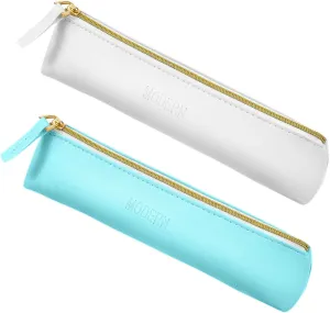 2pcs Small Leather Pouch Mini Cosmetic Bag for Purse Small Make Up Bag with Zipper Portable Small Cosmetic Organizer for Women and Girls(blue white)