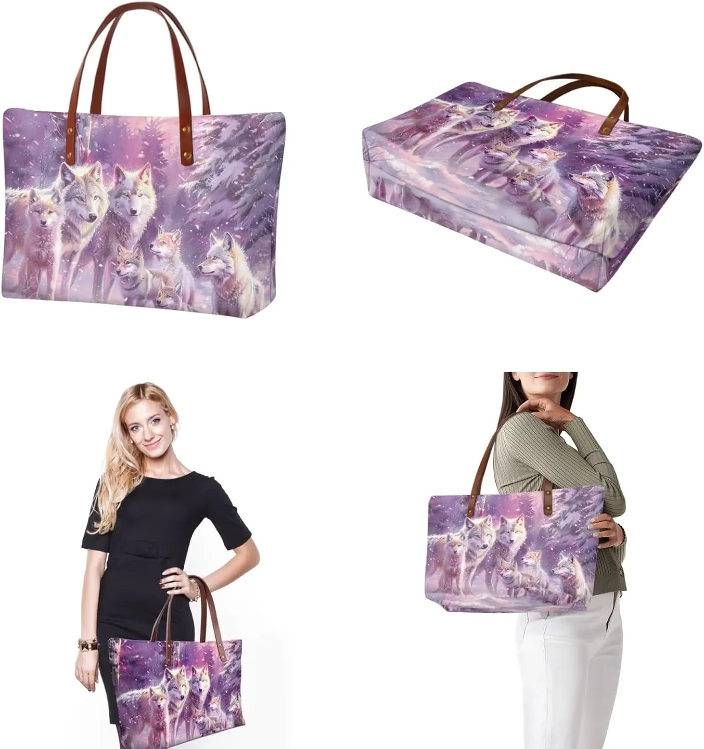 2PCS Tote Bag for Women Top Handle Purse with Wallet, Hobo Bag Tote Shoulder Bag with PU Cosmetic Bag