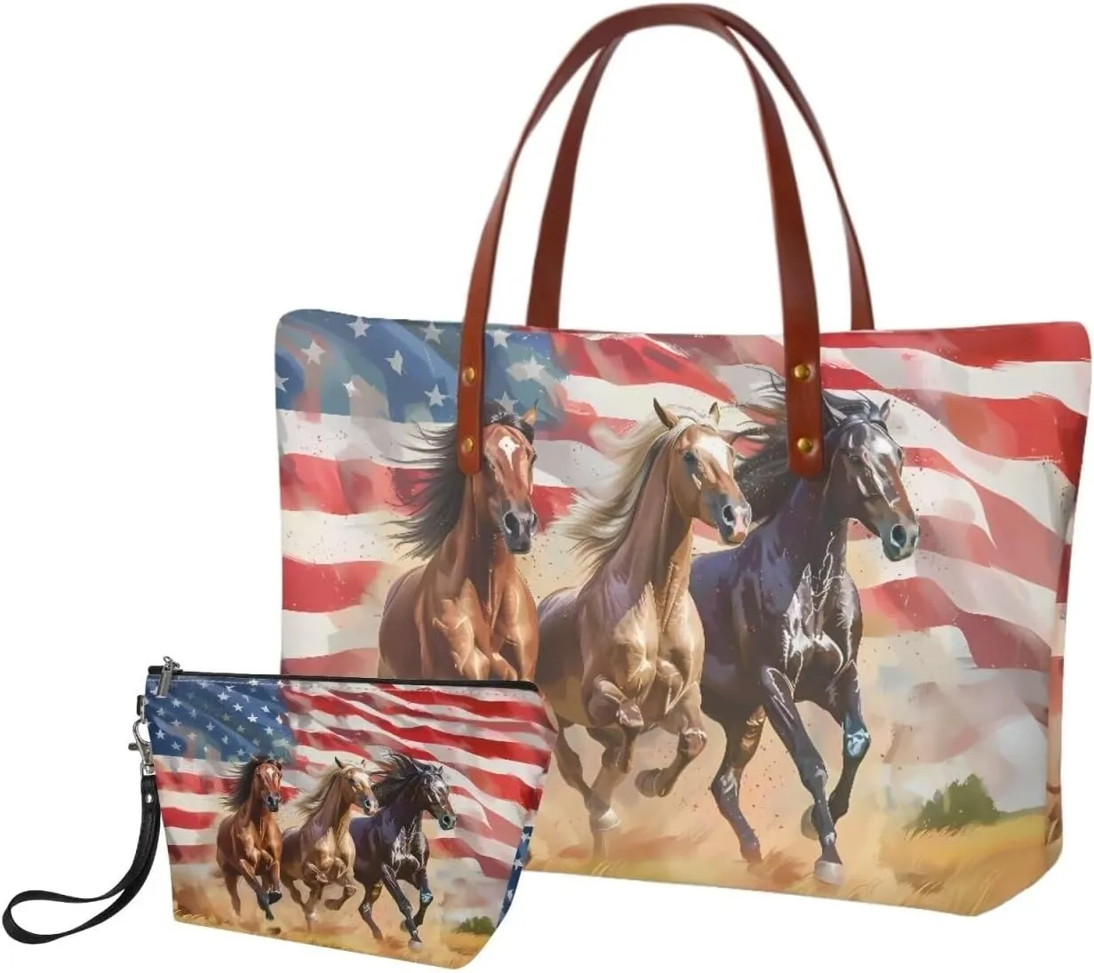 2PCS Tote Bag for Women Top Handle Purse with Wallet, Hobo Bag Tote Shoulder Bag with PU Cosmetic Bag