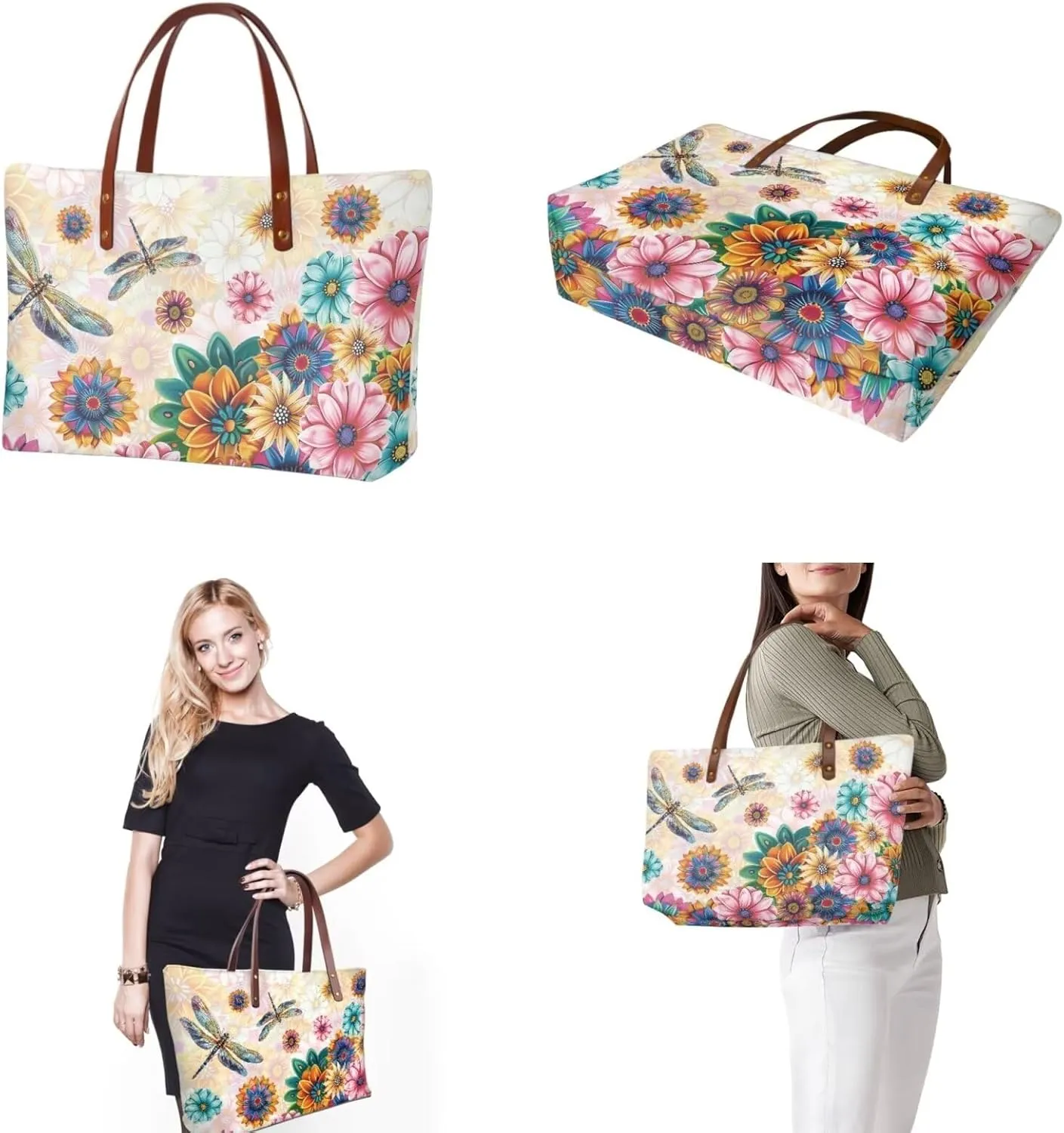 2PCS Tote Bag for Women Top Handle Purse with Wallet, Hobo Bag Tote Shoulder Bag with PU Cosmetic Bag
