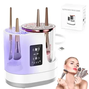 3-in-1 Electric Makeup Brush Cleaner Machine with Makeup Brush Dryer，Electric Makeup Brush Cleaner, Portable Cosmetic Cleaning Air Dryer for All Size Beauty Makeup Brush Set