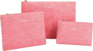 3 Pack Makeup Bag Set, Cosmetic Pouches for Purse, Portable and Stylish Travel Toiletry Bags for Women, Travel Cosmetic Bags for Women (Light Pink, 12.6x9 inch)