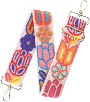3D Flower Crochet Purse Strap 2" Wide,Bag Strap Replacement for Crossbody Adjustable(Gold Hardware)