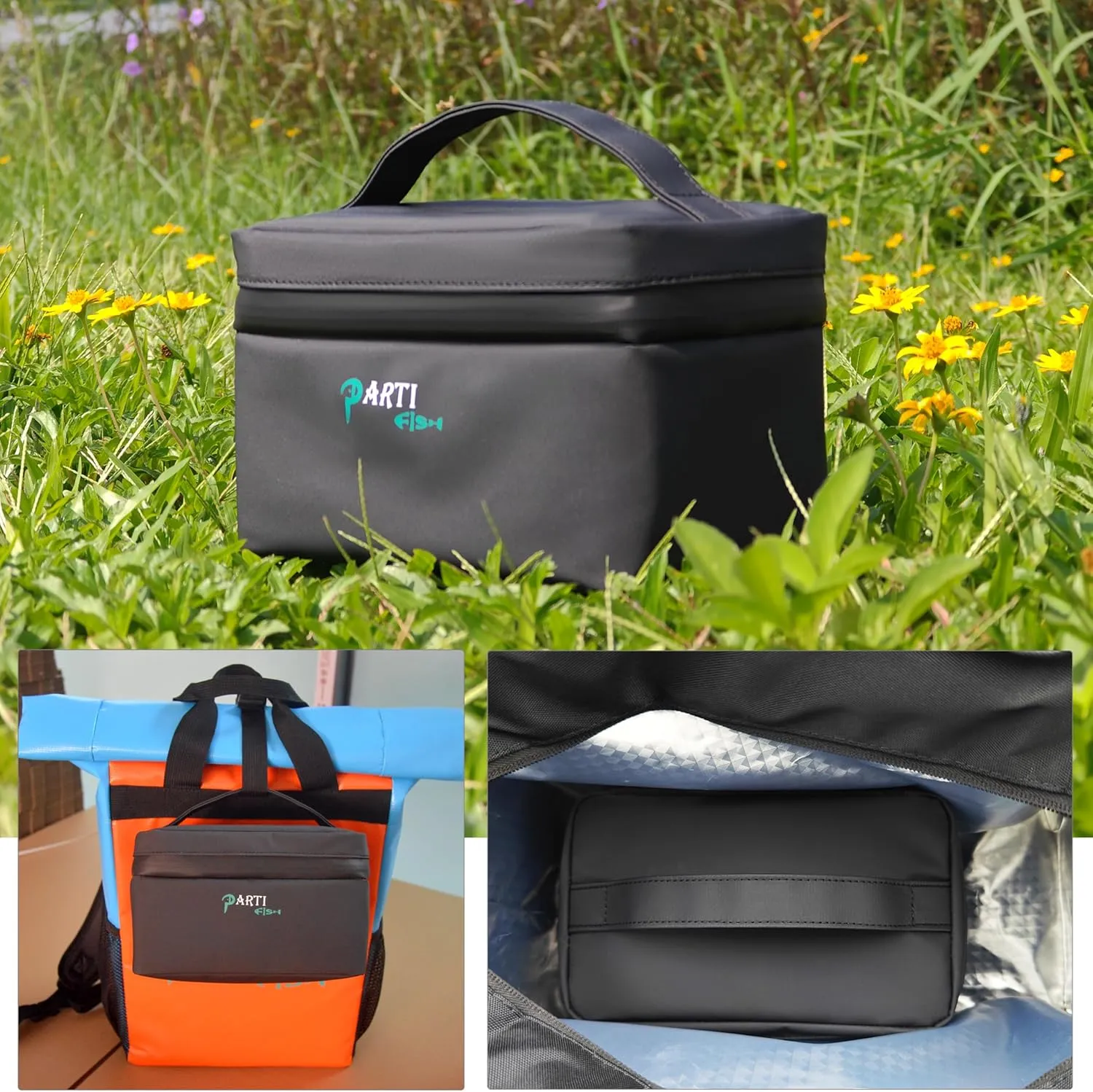 3L Mini Lunch Box Lunch Bag for Men Women, Light Portable 4-layers Insulated Lunchbox, Multi-purpose Small Waterproof Leakproof Las Loncheras Cooler Bag Lunch Tote Pail Work Travel, Black