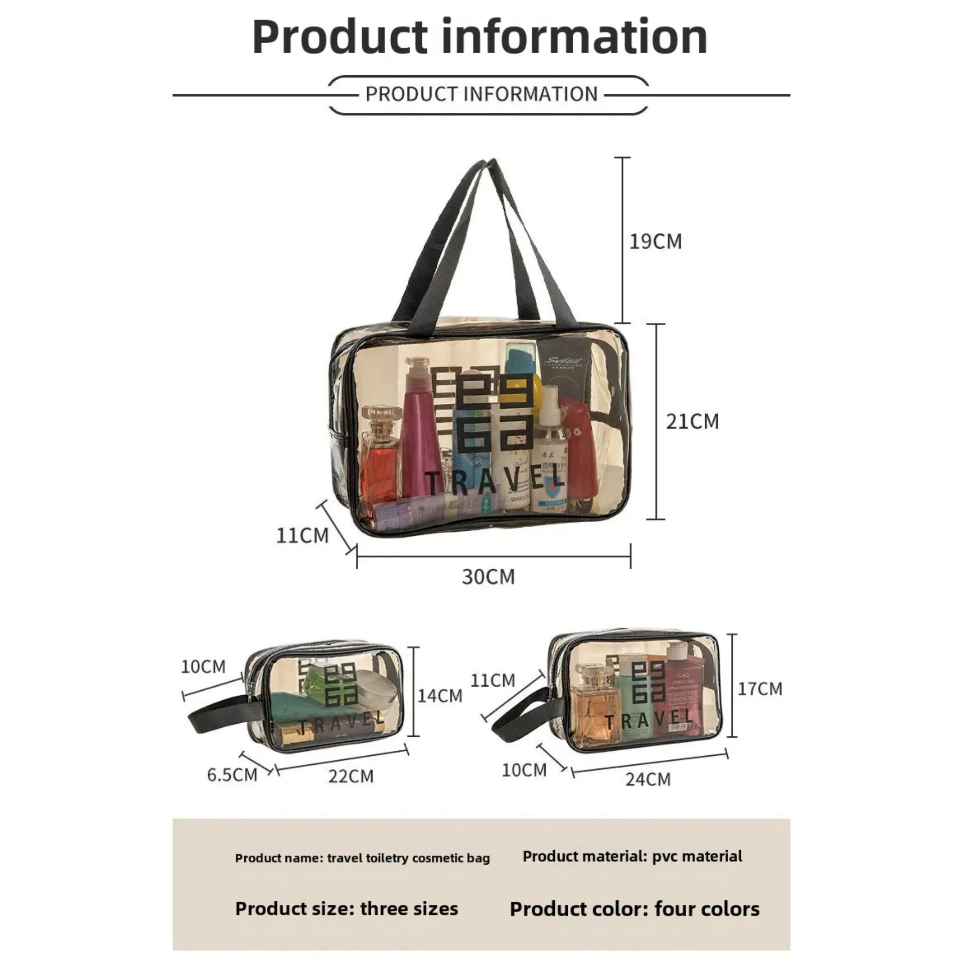 3pc Traveling cosmetic bag organizer