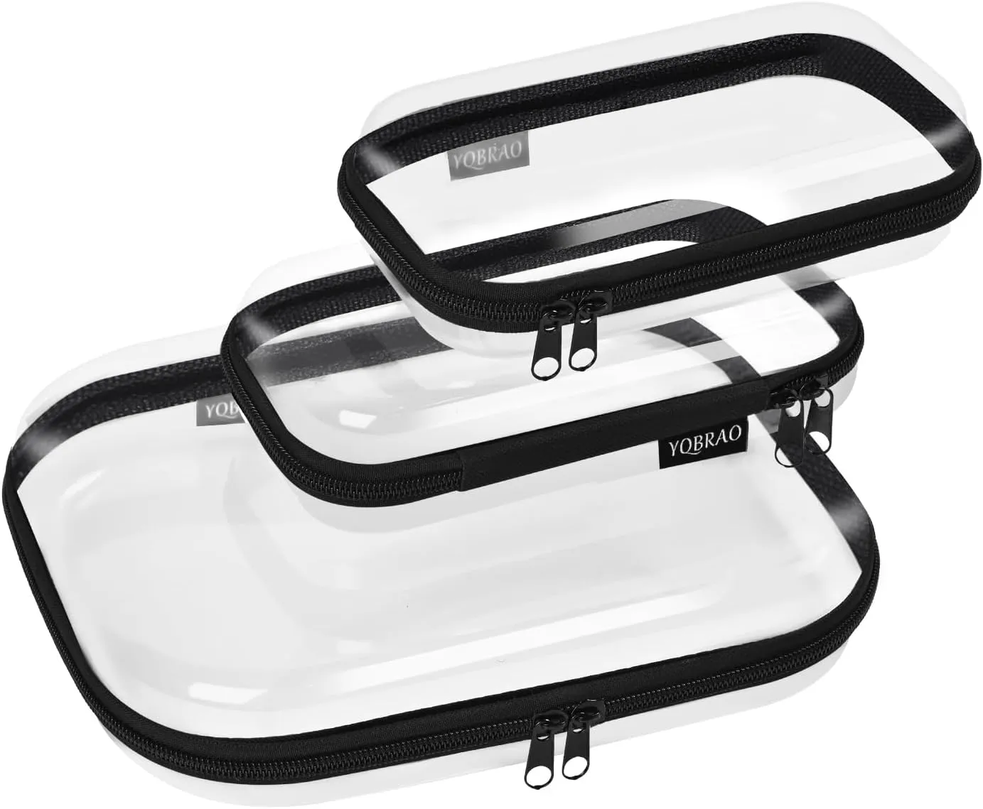 3PCS Crystal Clear Hard Shell Zipper Case - Professional-Grade Plastic clear zipper pouches hard shell, for Electronics, Pencils, Makeup,Travel - Secure Closure