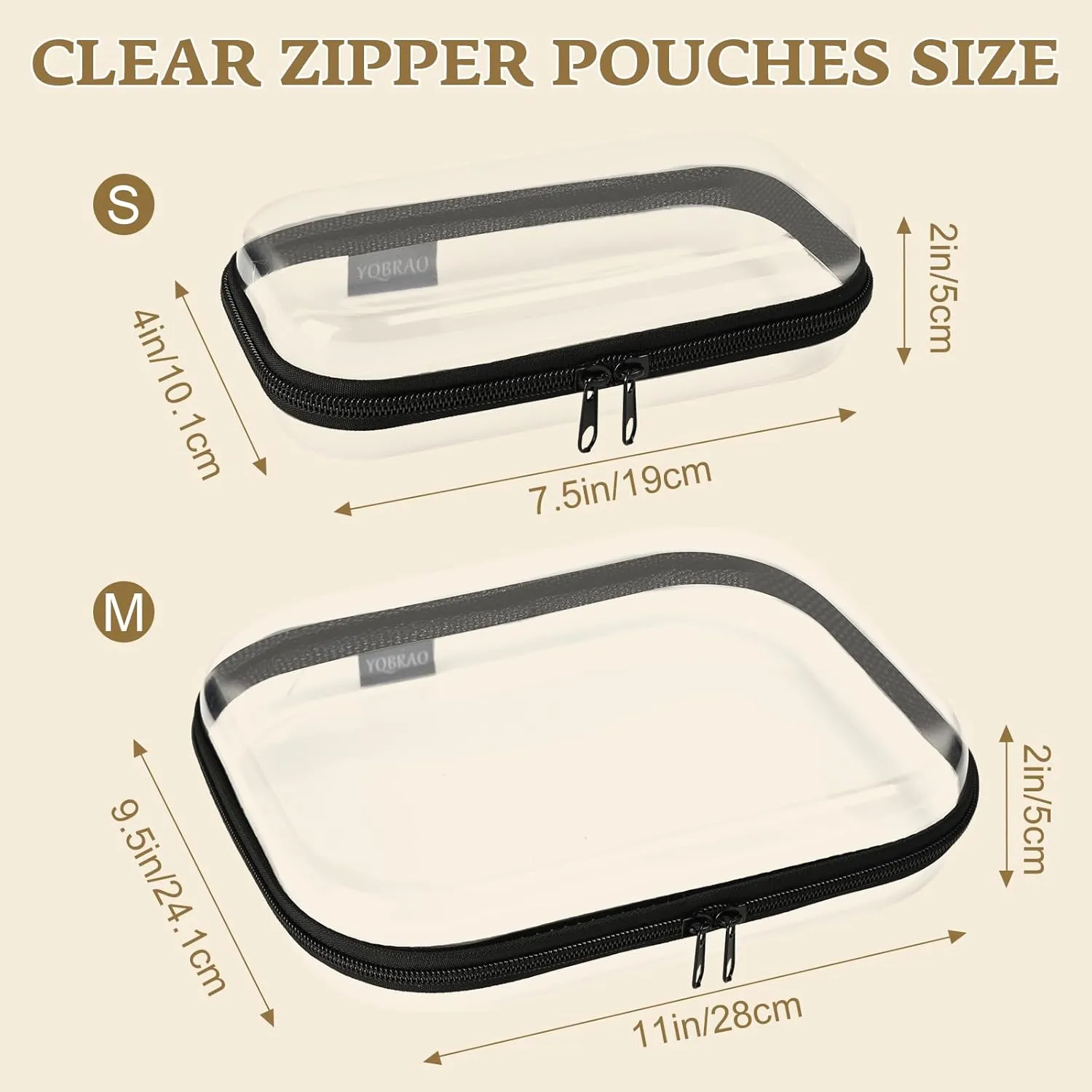 3PCS Crystal Clear Hard Shell Zipper Case - Professional-Grade Plastic clear zipper pouches hard shell, for Electronics, Pencils, Makeup,Travel - Secure Closure