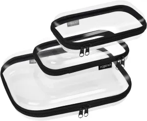 3PCS Crystal Clear Hard Shell Zipper Case - Professional-Grade Plastic clear zipper pouches hard shell, for Electronics, Pencils, Makeup,Travel - Secure Closure
