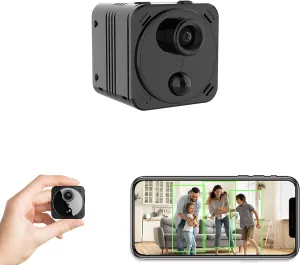 4K Mini Spy Camera WiFi Hidden Wireless Nanny Cam Small Indoor Home Security Secret Cameras Tiny Micro Surveillance Camera with Night Vision AI Human Detection PIR Long-Lasting Battery Life