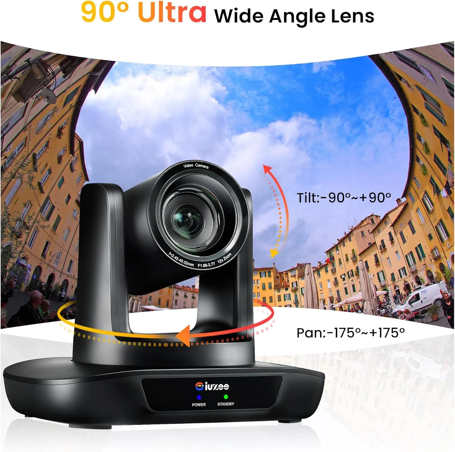 4K PTZ Conference Room Camera USB3.0/HDMI Live Streaming Camera 12X Optical Zoom Wide Angle for Video Conferencing Church Streaming Education Medical Work with Zoom Webex OBS YouTube