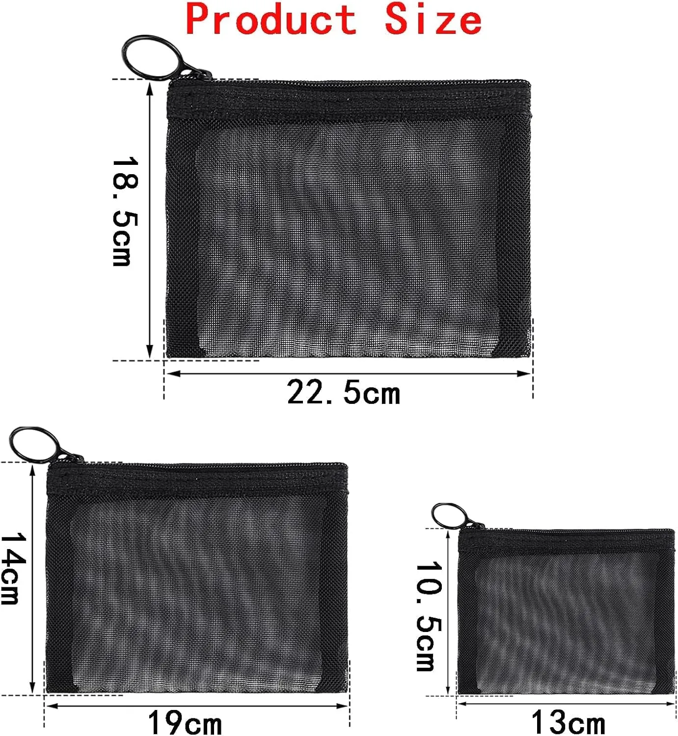 6 Packs Mini Zipper Toiletry Bag, Clear Mesh Zipper Cosmetic Small Purse Black Nylon Waterproof Small Purse Makeup Bag for Women, Portable Office Stationery Pouch.