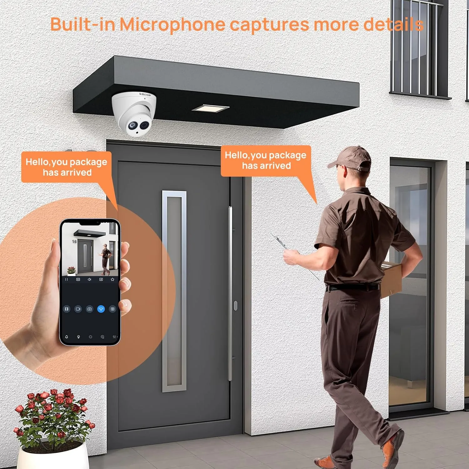 6MP Security PoE IP Camera, Outdoor UltraHD Dome Camera with Built-in Mic, 165ft IR Night Vision, Smart H-2-6-5, IP67 Weatherproof, WDR, 3D DNR(2.8mm)
