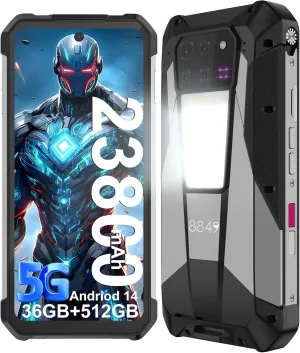 8849 Tank 3 Pro Rugged Smartphone 2024, 23800mAh Rugged Projector Phone 97dB Loud Speaker, 36GB 512GB Dual Sim 5G Android 14 Unlocked Mobile Cell Phones 6.79" Big Screen, Camping Light/2TB Expand/OTG