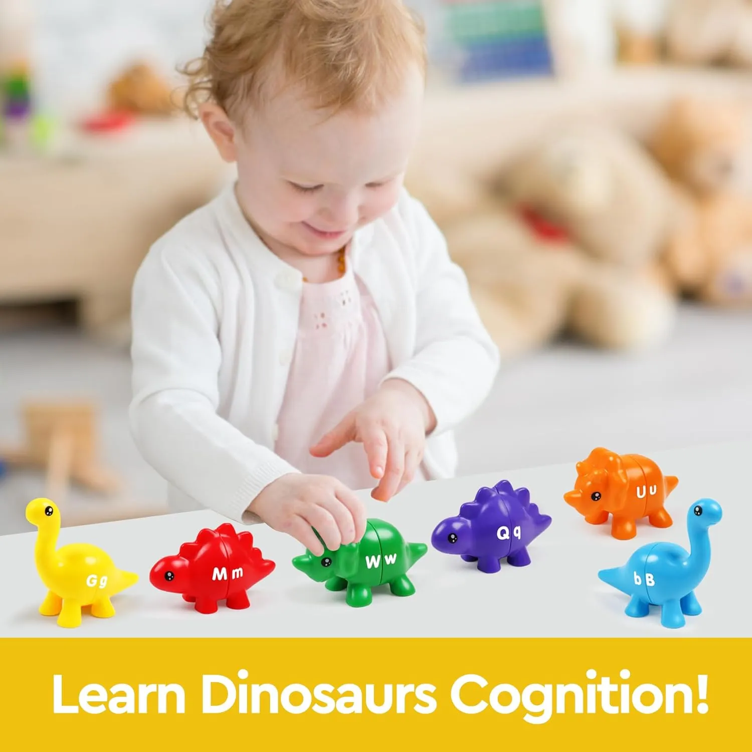 ABC Letters Matching Dinosaur Toys, Double-Sided Alphabet Learning Toy Birthday Valentine's Gifts for Kids : Uppercase Lowercase Letters Sorting and Matching Game, Party Favors Back to School Goodies