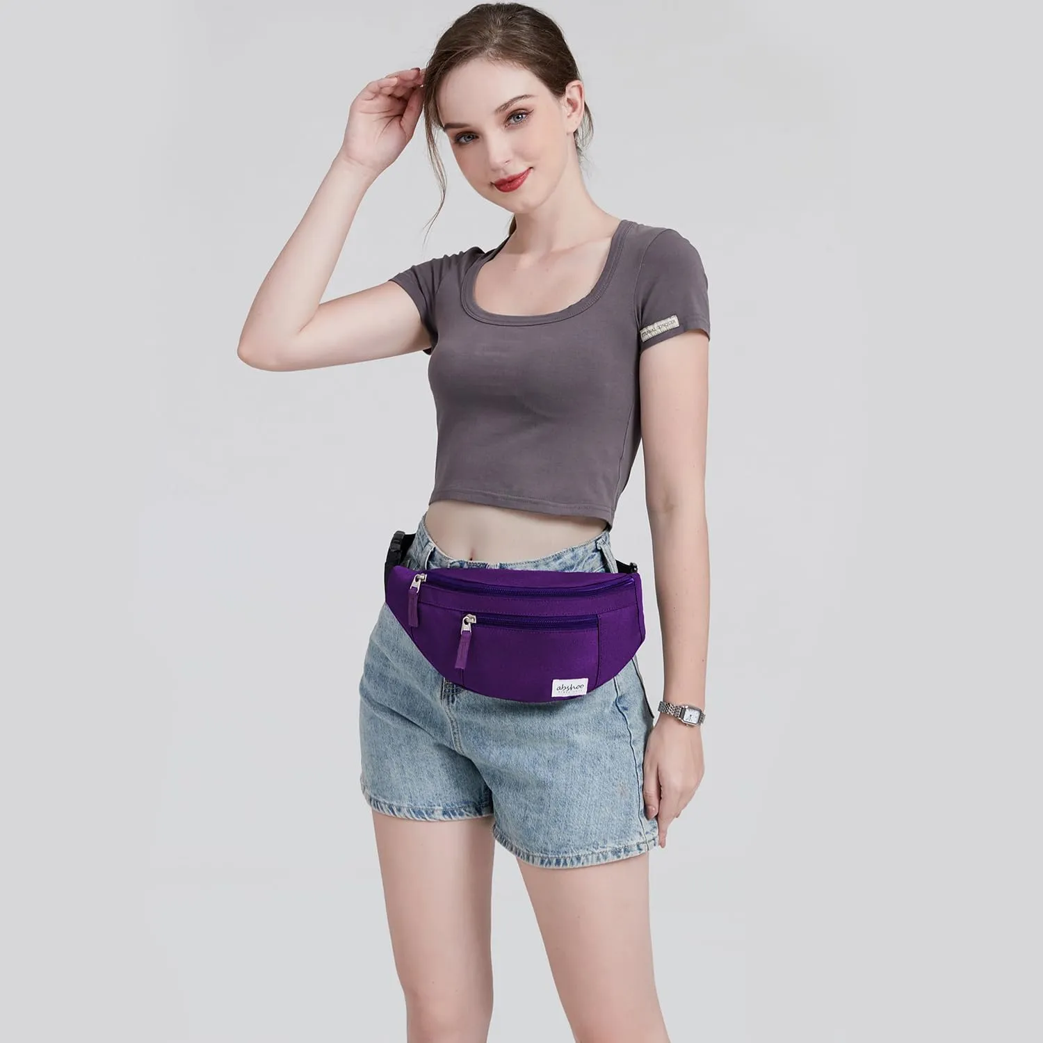 Abshoo Mens Crossbody Fanny Pack Womens Belt Bag Travel Hiking Running Waist Bag (Purple)