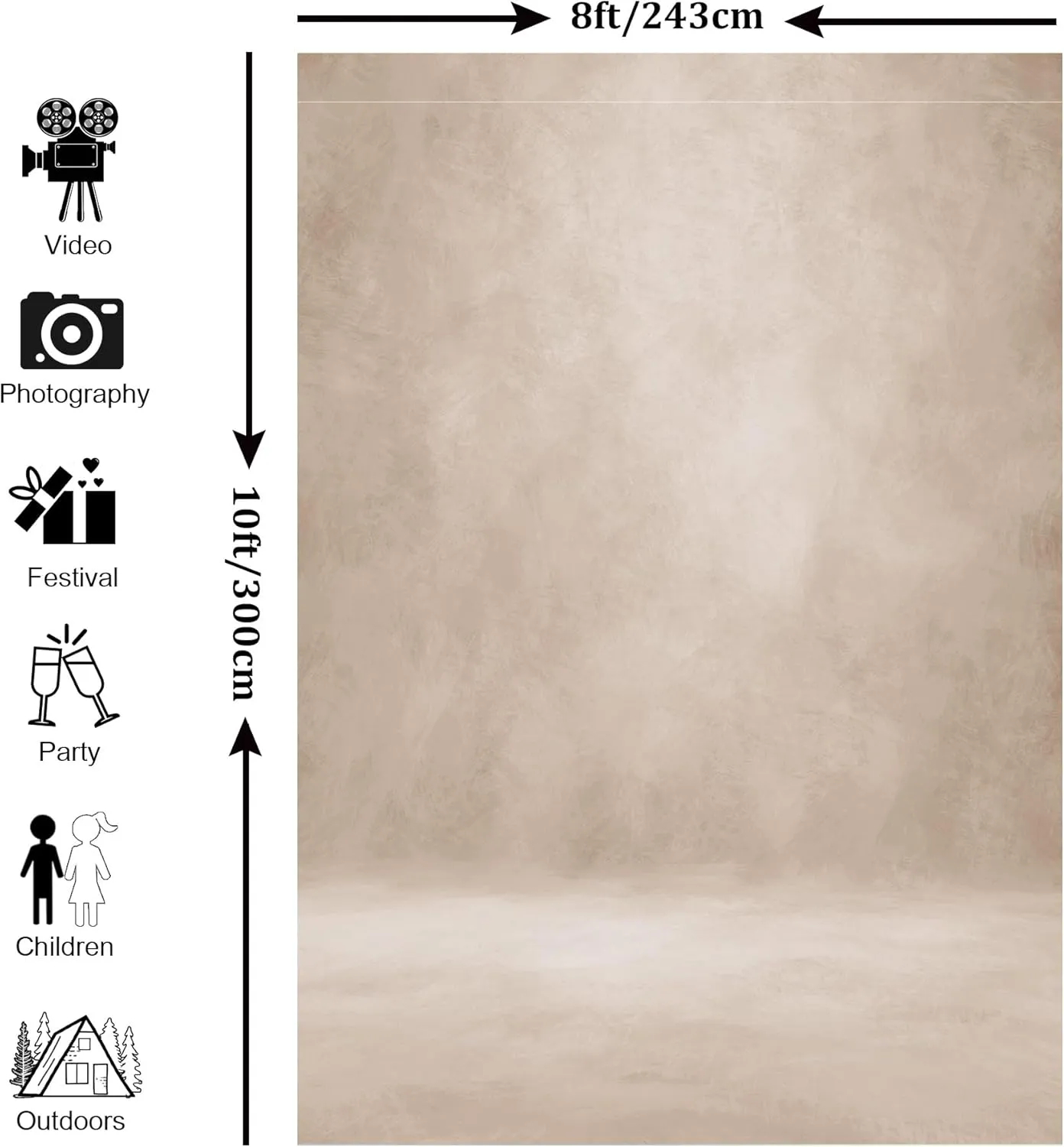 Abstract Professional Photography Backdrop for Portrait Photo Props Booth Background Photoshoot Studio with Ployester Fabric Roller Pocket on Top (8x10ft,Beige)