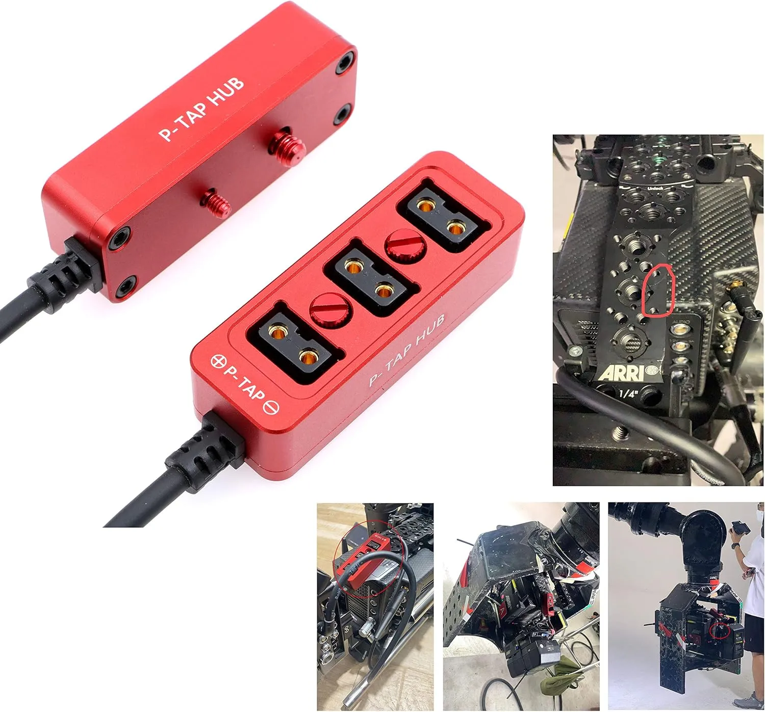 AConnect Dtap Male to 3 Port D tap P-tap Female Splitter Cable with Screw Threads for ARRI RED Z CAM Cameras/TILTA Steadicam IDX Battery 21in/ 54cm