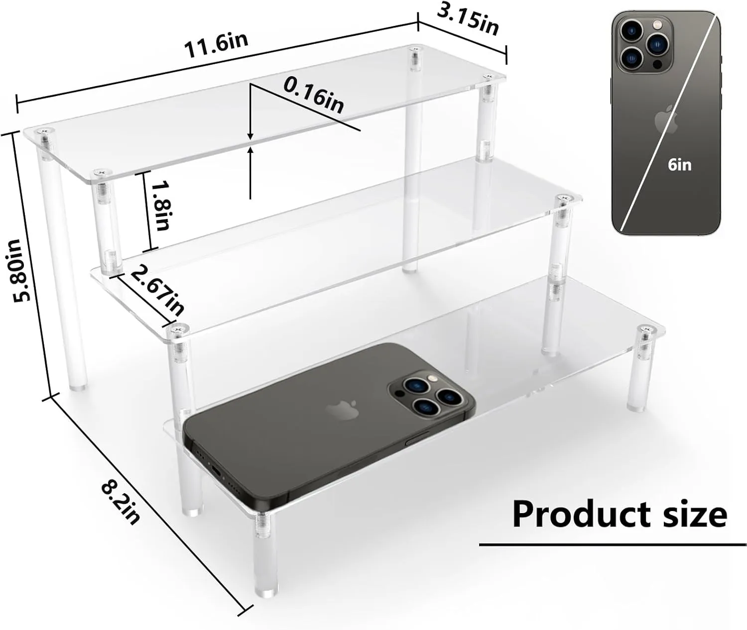 Acrylic Display Risers,Clear Acrylic Risers Display Stand Shelf 3 Tiered Cupcake Stand Perfect for Amiibo Funko Pop Figure Desserts Stand Tabletop Perfume Colognes Toys Collections Cosmetic