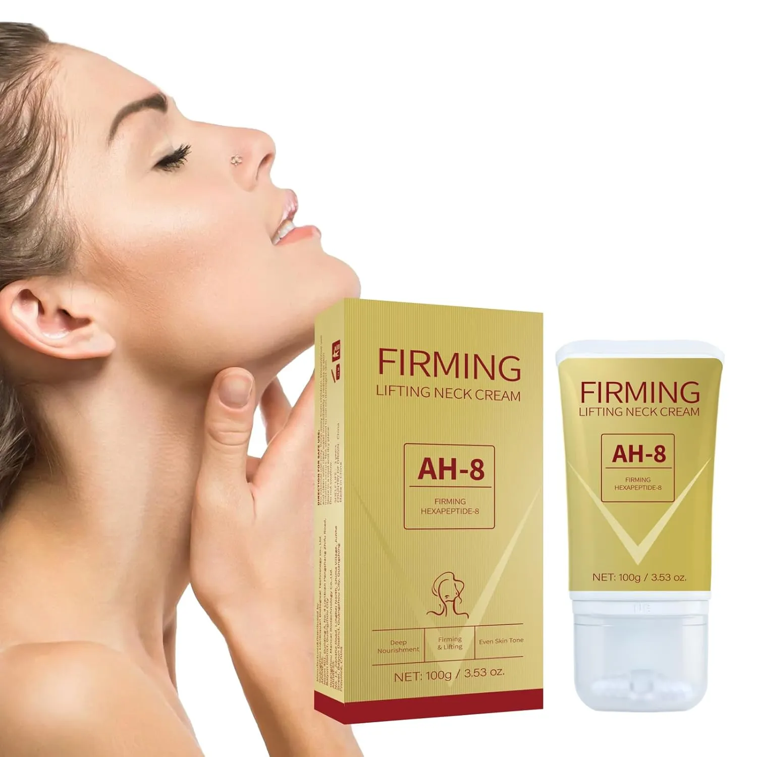 AH-8 Firming Neck Cream for Crepey Skin Body Care Comfort,Neck Firming Cream with Massage Rollers,Moisturizing Neck Tightening Lotions Cosmetic Skin Care Skin Repair 3.53Oz (2)