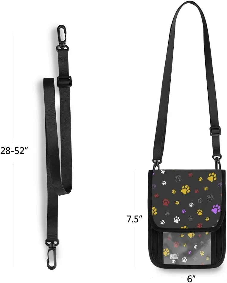 ALAZA Colorful Dog Cat Paw Print Black Small Crossbody Wallet Purse Cell Phone Bag Rfid Passport Holder with Credit Card Slots