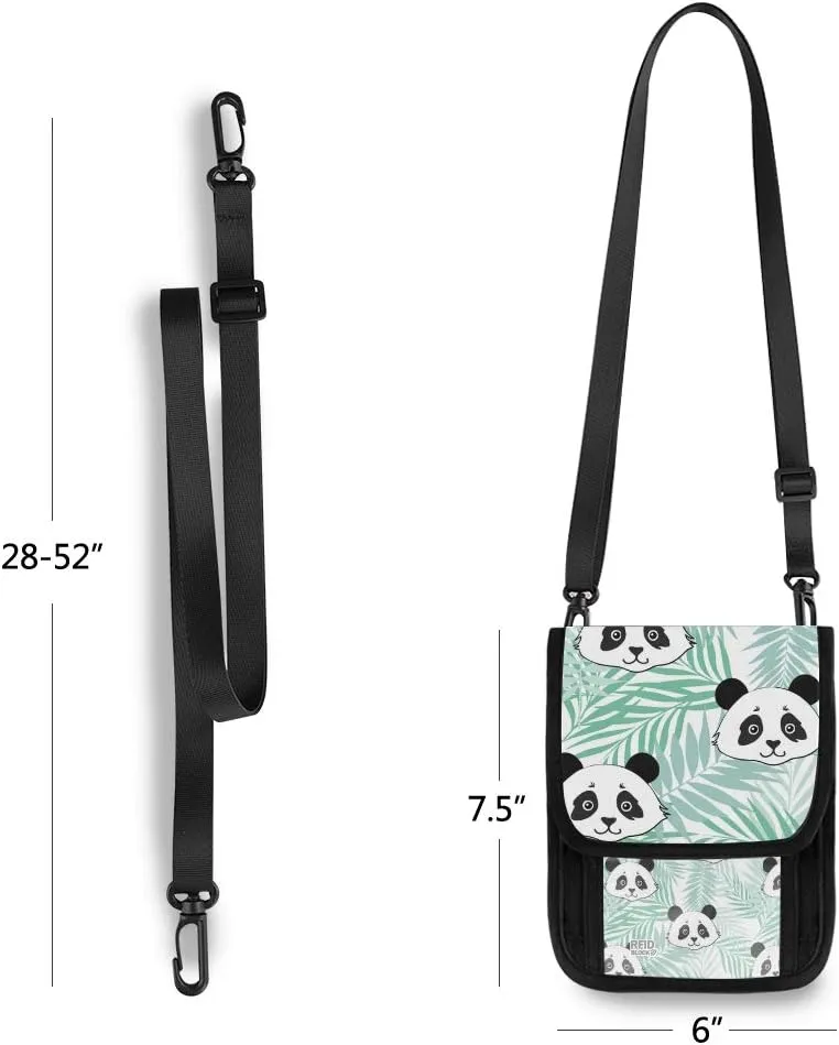 ALAZA Cute Panda Palm Leaf Small Crossbody Wallet Purse Cell Phone Bag Rfid Passport Holder with Credit Card Slots