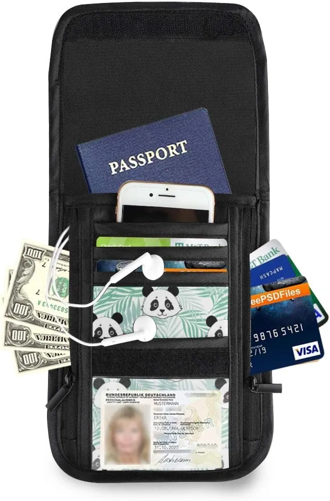 ALAZA Cute Panda Palm Leaf Small Crossbody Wallet Purse Cell Phone Bag Rfid Passport Holder with Credit Card Slots