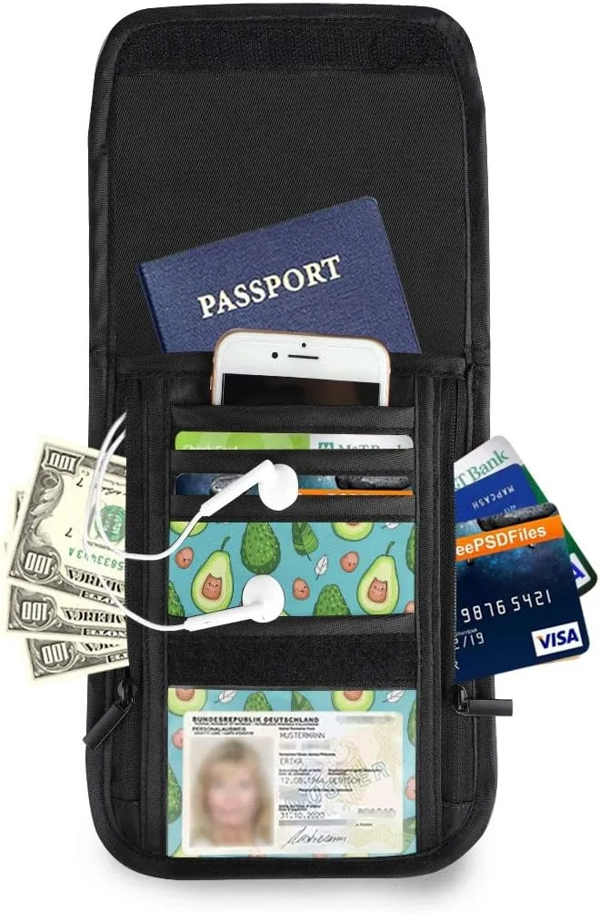 ALAZA Kawaii Avocado Emotion & Leaf Blue Small Crossbody Wallet Purse Cell Phone Bag Rfid Passport Holder with Credit Card Slots
