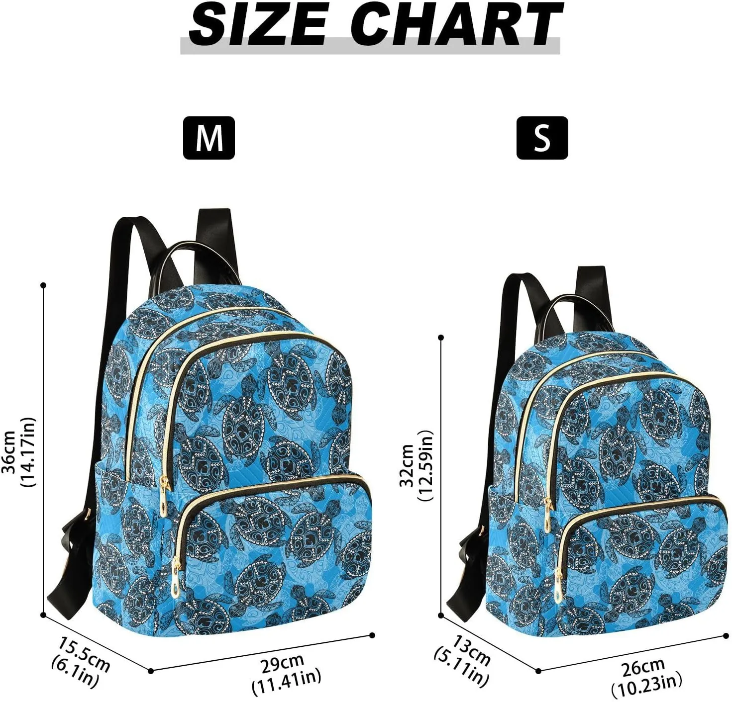 ALAZA Mini Backpack for Women, Vintage Turtle Blue Travel Backpack Purse for Ladies, Small Bookbag Daypack Shoulder Bag M