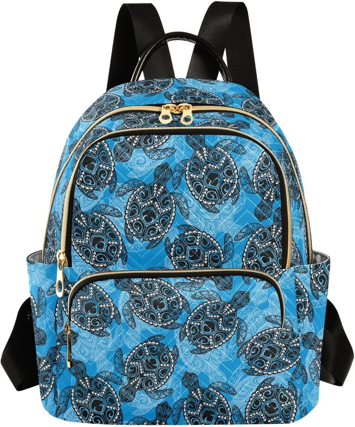ALAZA Mini Backpack for Women, Vintage Turtle Blue Travel Backpack Purse for Ladies, Small Bookbag Daypack Shoulder Bag M
