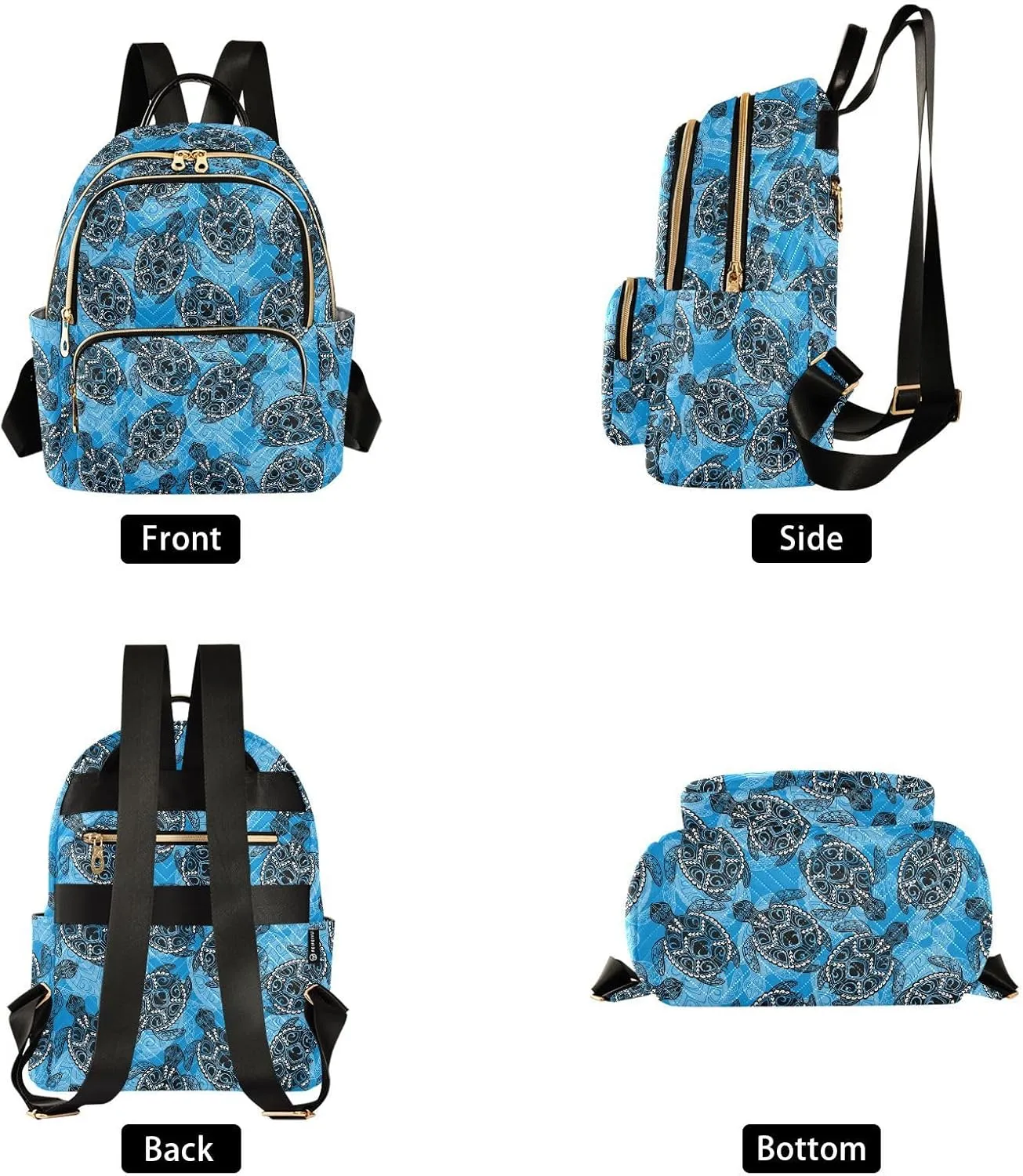 ALAZA Mini Backpack for Women, Vintage Turtle Blue Travel Backpack Purse for Ladies, Small Bookbag Daypack Shoulder Bag M