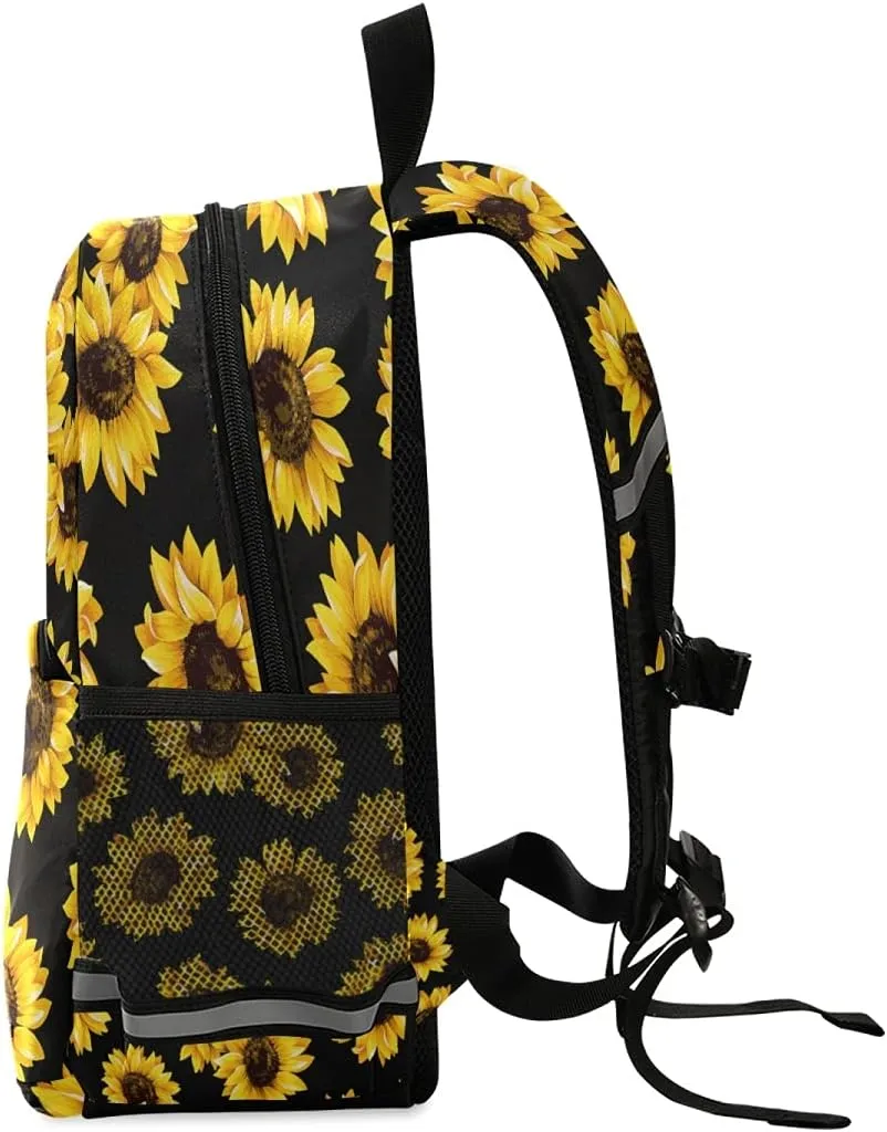 ALAZA Vintage Sunflower Toddler Backpack for Boys Girls Black Preschool Nursery with Safety Leash