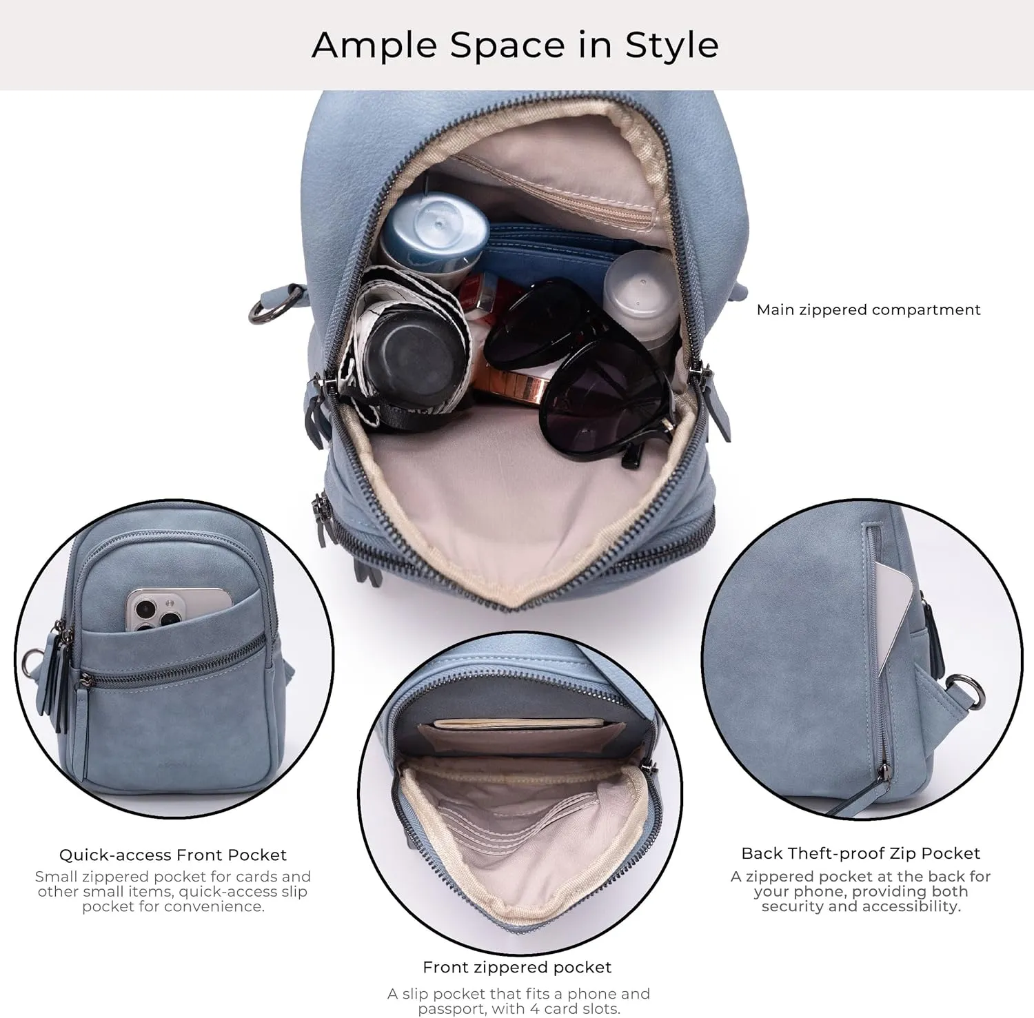 Alldaily Large Sling Bag for Women Crossbody Purse Leather Fashionable Trendy Chest Bag for Travel, Fanny Pack (Blue)