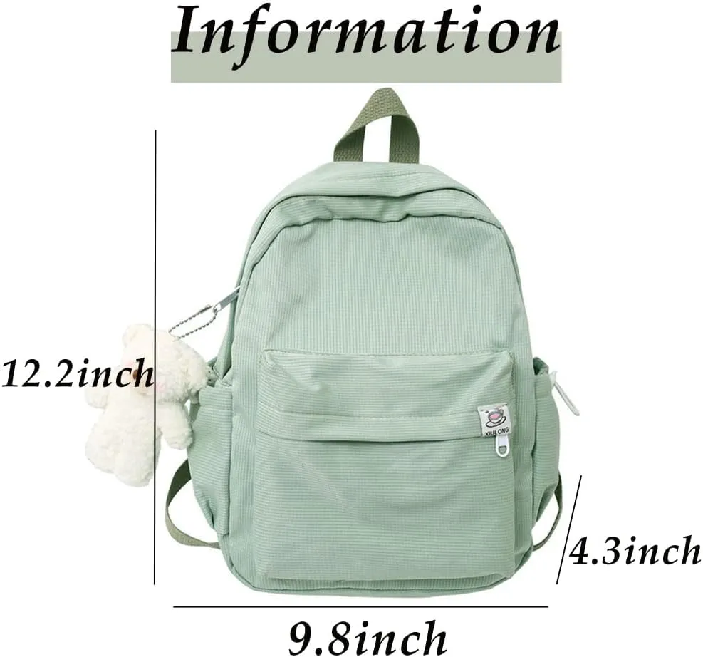 ALTALIVA Mini Kawaii Cute Aesthetic Shoulder Backpack for Women Laptop Daypack Traveling Daily Routine Bag (Green)